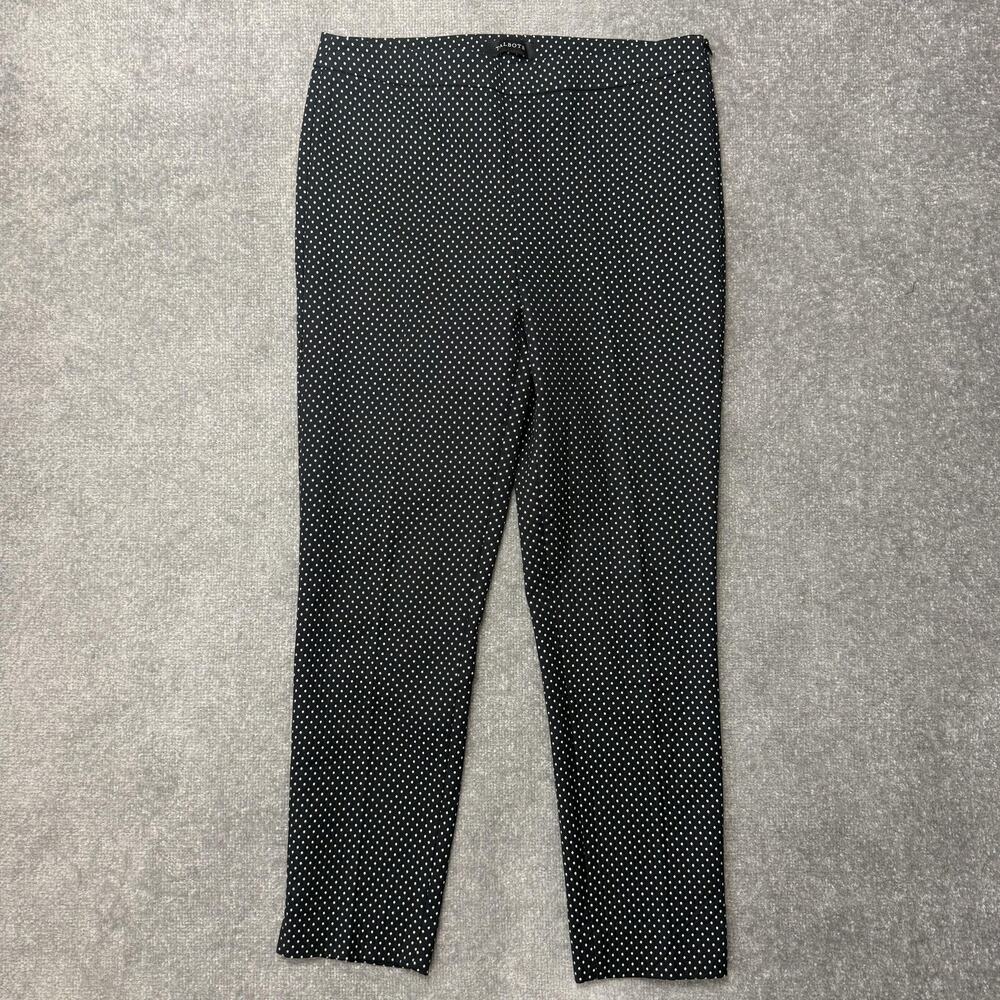 Talbots Pants Womens 10 Black White Polka Dot Chatham Ankle Stretch Tapered